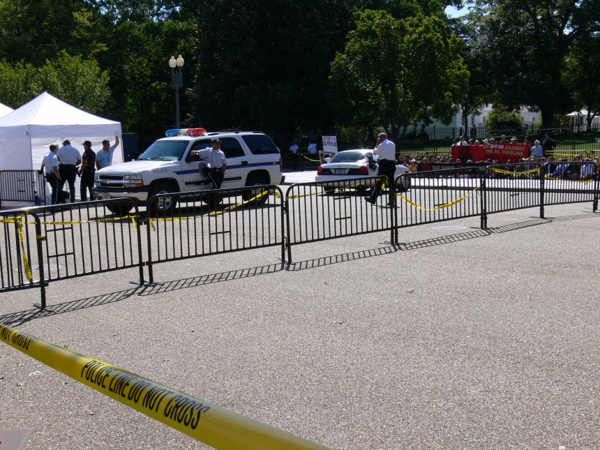 The processing tents are cordoned off